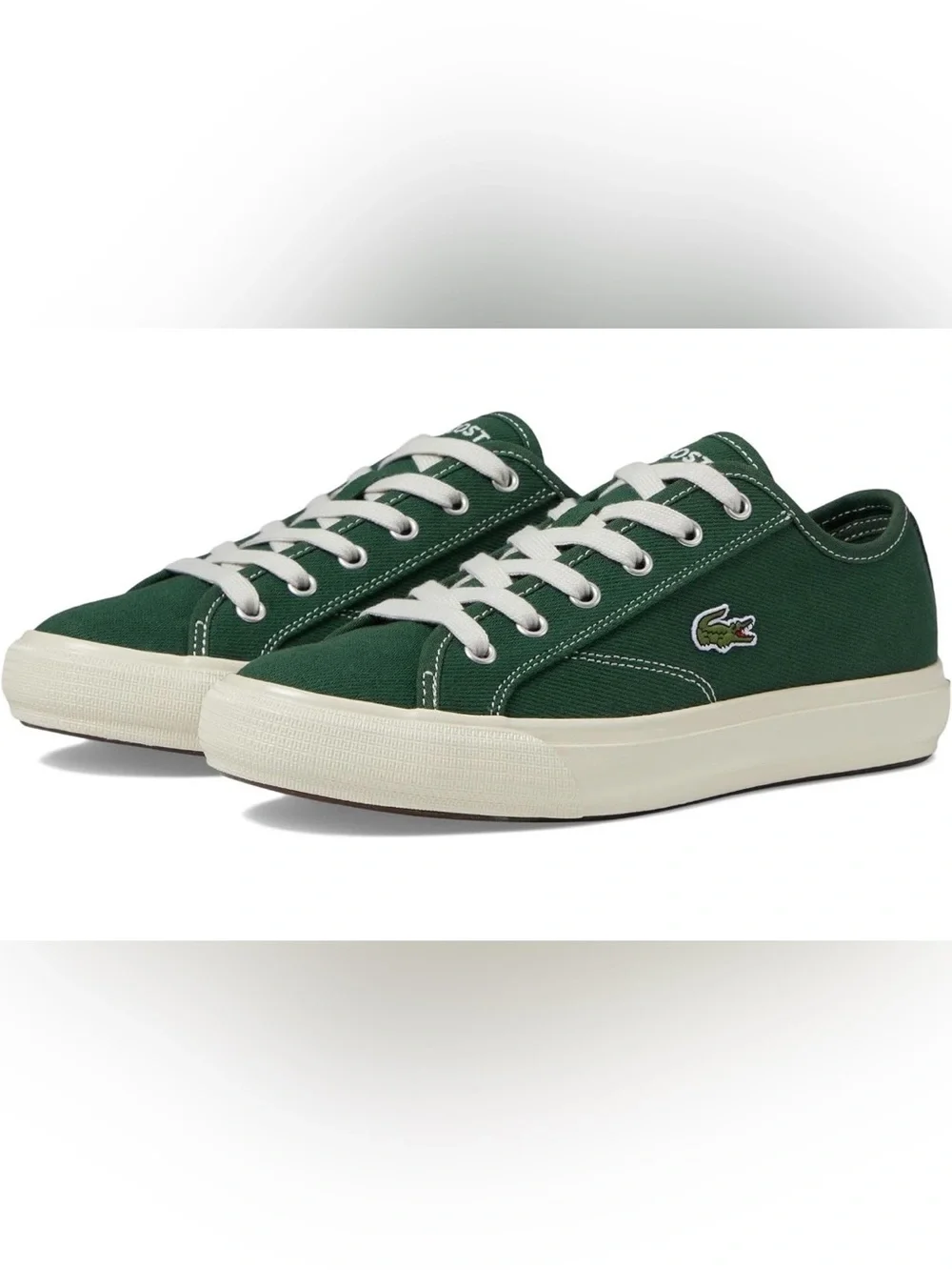 Lacoste Backcourt Men’s size 12 Green Canvas Low-Top Sneakers with White Laces